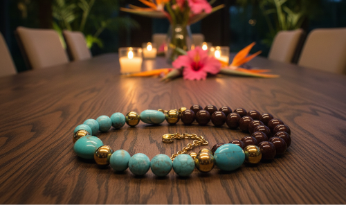 Gorgeous Pearl Maroon beads, Natural Matte Turquoise, Crystal, and Hematite, Beaded  Necklace-crafted by Artistry Jewelry