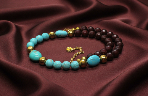 Gorgeous Pearl Maroon beads, Natural Matte Turquoise, Crystal, and Hematite, Beaded  Necklace-crafted by Artistry Jewelry