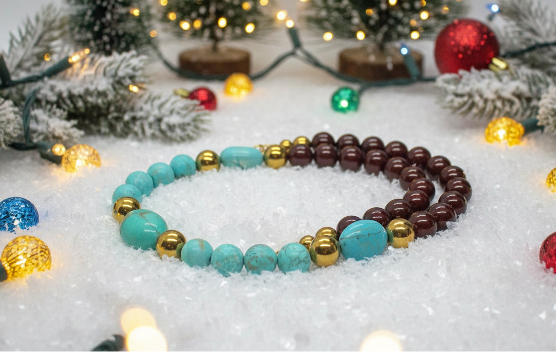 Gorgeous Pearl Maroon beads, Natural Matte Turquoise, Crystal, and Hematite, Beaded  Necklace-crafted by Artistry Jewelry