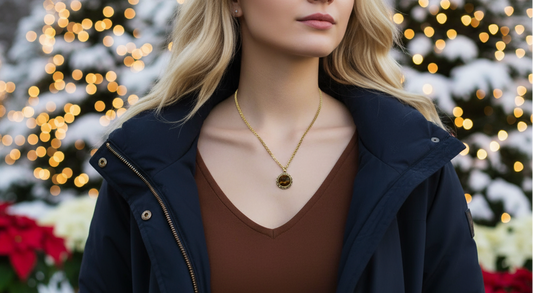 Attractive Smokey Brown and Gold Chain Necklace Set