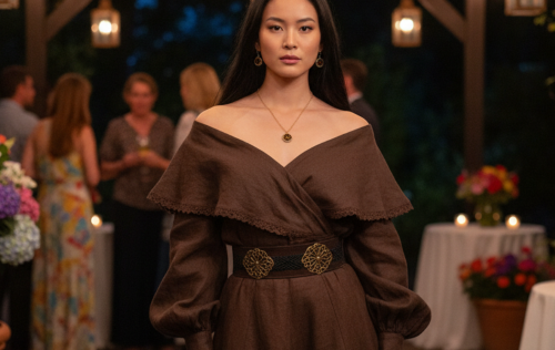 Attractive Smokey Brown and Gold Chain Necklace Set