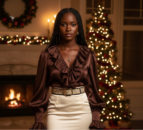 Attractive Smokey Brown and Gold Chain Necklace Set