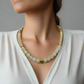 Elegant Ivory and Brown, Czech Crystal, and Gold Hematite Beaded Necklace Set, One-of-a-Kind, handcrafted by Artistry Jewelry