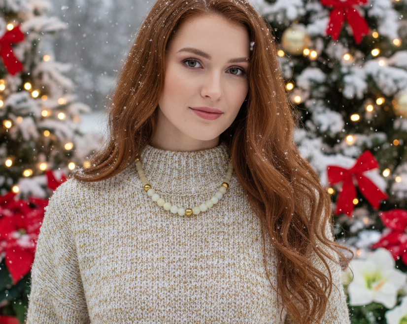 Elegant Ivory and Brown, Czech Crystal, and Gold Hematite Beaded Necklace Set, One-of-a-Kind, handcrafted by Artistry Jewelry