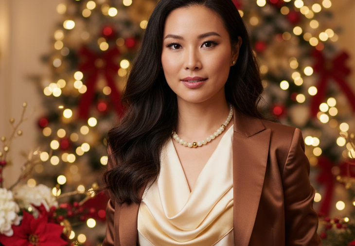 Elegant Ivory and Brown, Czech Crystal, and Gold Hematite Beaded Necklace Set, One-of-a-Kind, handcrafted by Artistry Jewelry