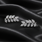 Exquisite Silver Cubic Zirconia Leaf Drop Earrings