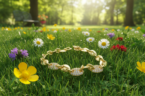 Lovely Golden Micro Pave Cubic Zirconia Link Bracelet
