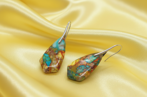 Dazzling Bohemian Imperial Jasper Geometric Drop Earrings