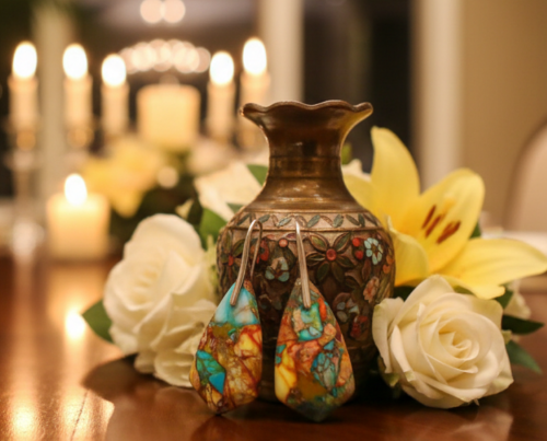 Dazzling Bohemian Imperial Jasper Geometric Drop Earrings