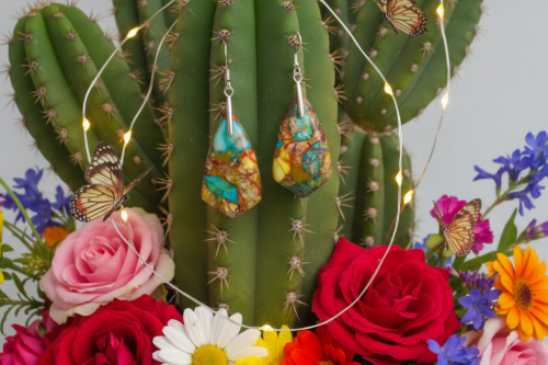 Dazzling Bohemian Imperial Jasper Geometric Drop Earrings