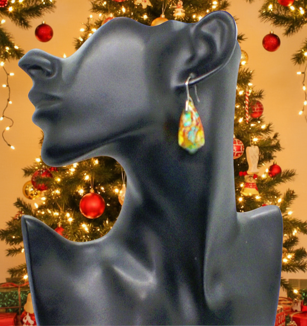 Dazzling Bohemian Imperial Jasper Geometric Drop Earrings