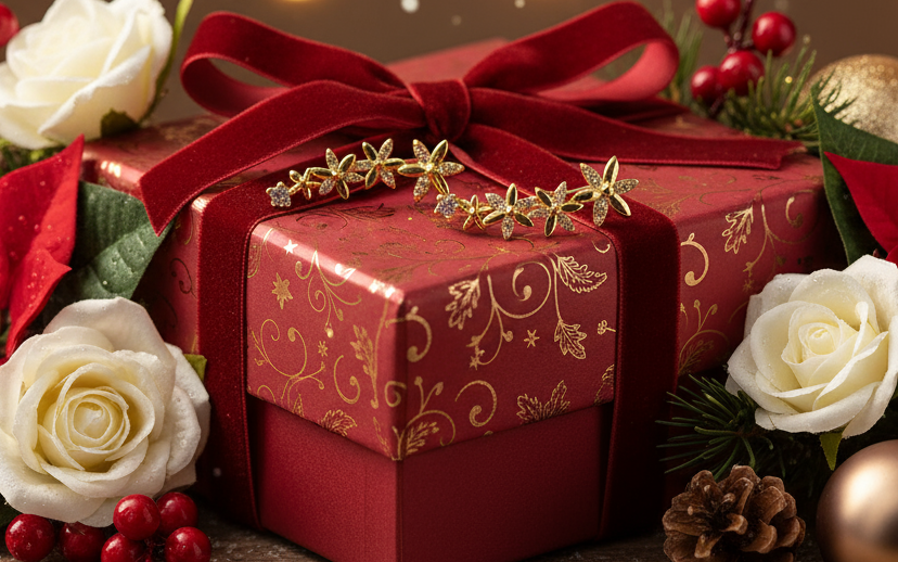 Alluring Cubic Zirconia, Gold Flower Earrings