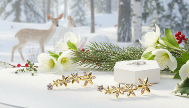 Alluring Cubic Zirconia, Gold Flower Earrings