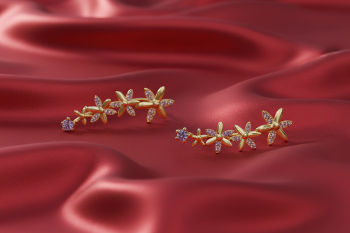 Alluring Cubic Zirconia, Gold Flower Earrings