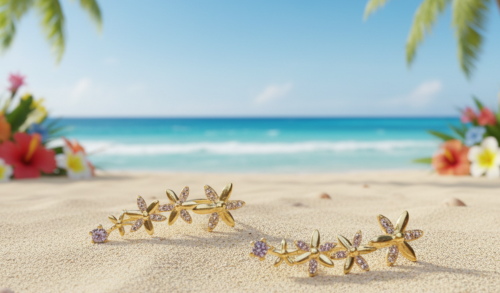 Alluring Cubic Zirconia, Gold Flower Earrings