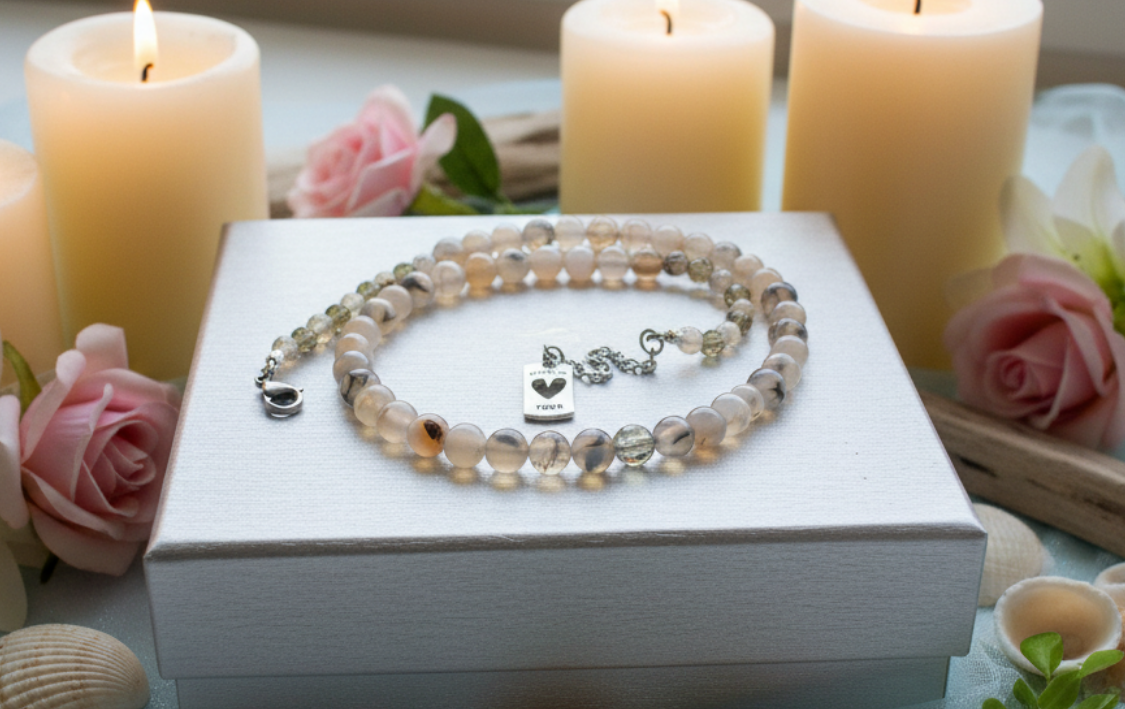 Captivating Black Dragon Vein Agate and Crystal Necklace