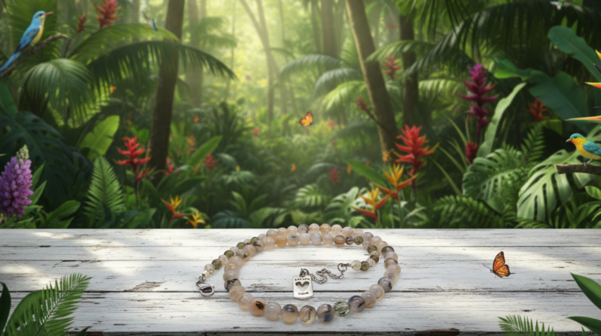 Captivating Black Dragon Vein Agate and Crystal Necklace