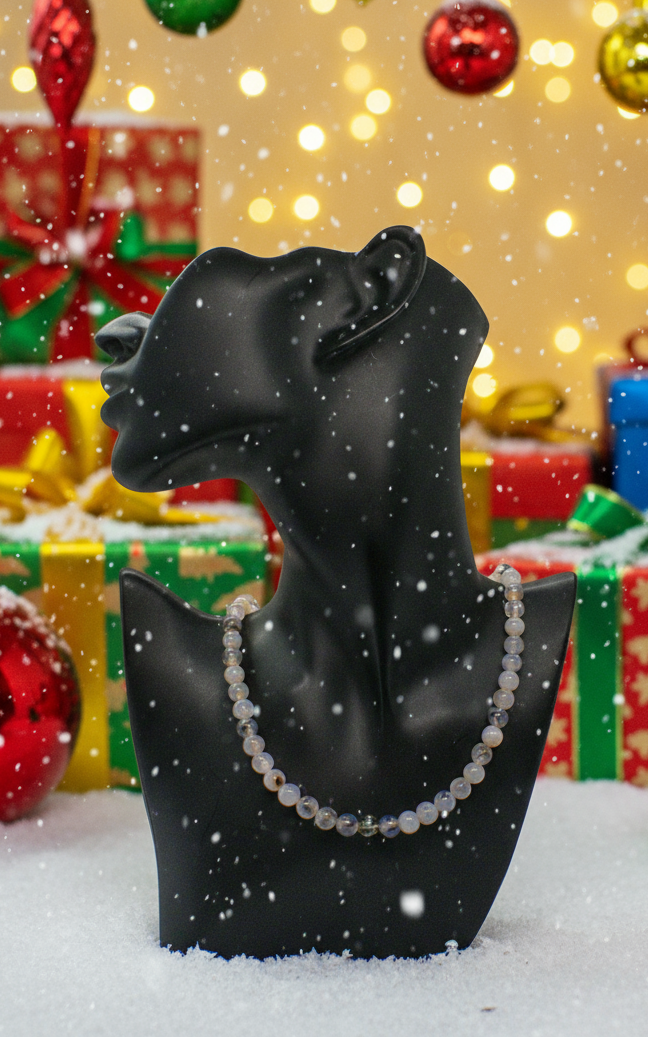 Captivating Black Dragon Vein Agate and Crystal Necklace