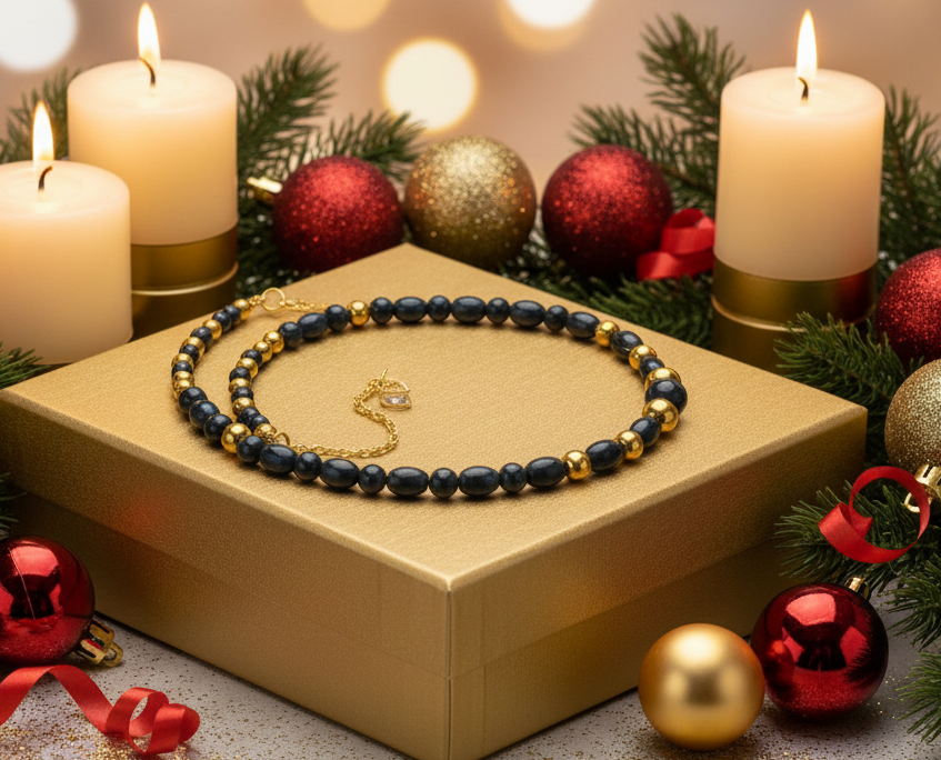 Appealing Black Onyx and Gold Hematite  Necklace - handcrafted by Artistry Jewelry