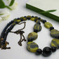 Enchanting Yellow Turquoise and Black Onyx, Semi-precious, One-of-a-Kind Necklace-handcrafted by Artistry Jewelry