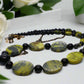 Enchanting Yellow Turquoise and Black Onyx, Semi-precious, One-of-a-Kind Necklace-handcrafted by Artistry Jewelry