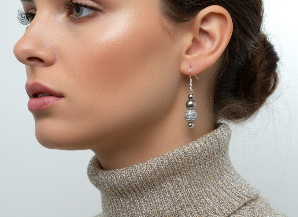 Elegant Silver and Crystal Drop Earrings