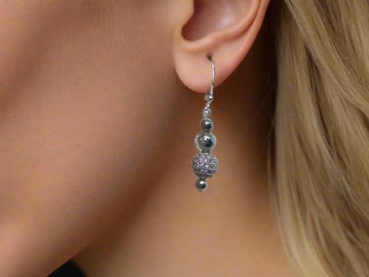 Elegant Silver and Crystal Drop Earrings
