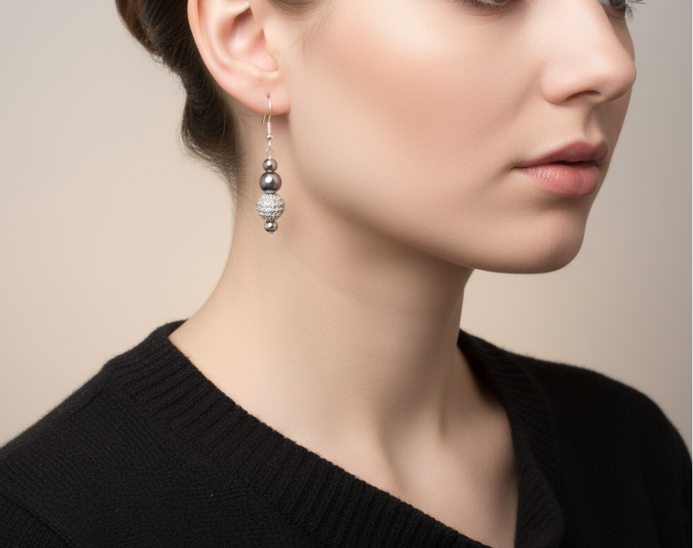 Elegant Silver and Crystal Drop Earrings