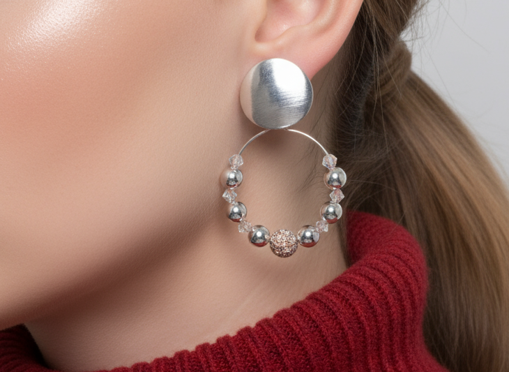 Dazzling Silver and Crystal Earrings