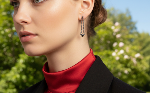 Elegant Smokey Black Rhinestone Dangle Earrings