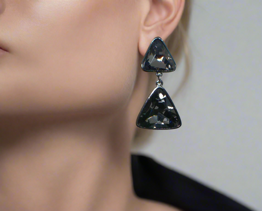 Gorgeous Triangles of Black Diamonds Earrings