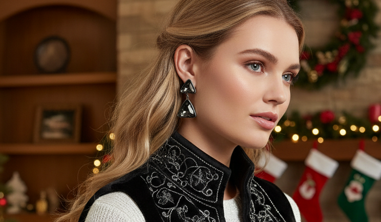 Gorgeous Triangles of Black Diamonds Earrings
