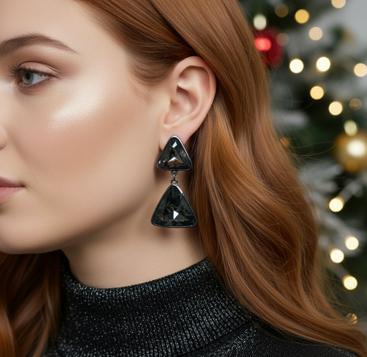 Gorgeous Triangles of Black Diamonds Earrings