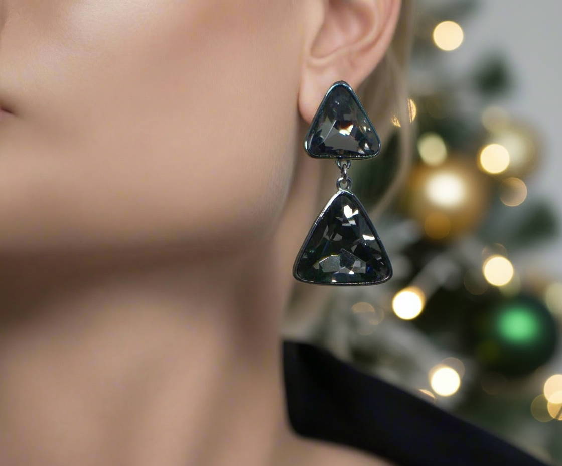 Gorgeous Triangles of Black Diamonds Earrings