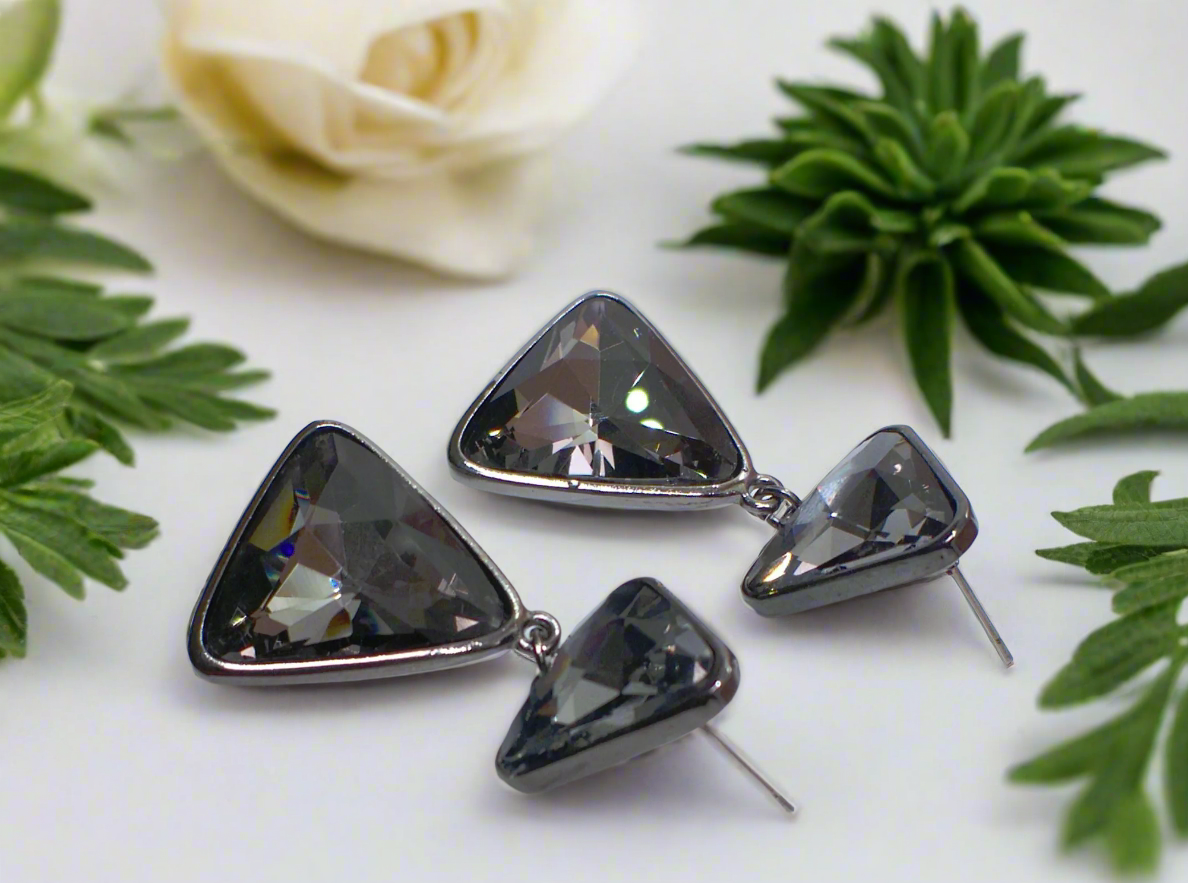 Gorgeous Triangles of Black Diamonds Earrings