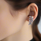 Exquisite Silver Cubic Zirconia Leaf Drop Earrings