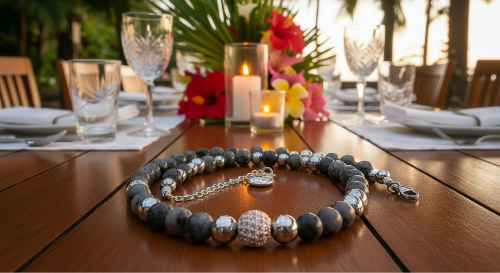 Ravishing Natural Labradorite, Cubic Zirconia, and Crystal Beaded Necklace by Artistry Jewelry