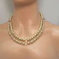 Radiant Crystal and Beige Matt Beads, Two-strand Beaded Necklace