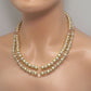 Radiant Crystal and Beige Matt Beads, Two-strand Beaded Necklace