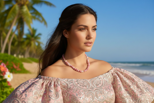 Lovely Pink and White Jasper & Crystal Beaded Necklace - handcrafted by Artistry Jewelry