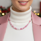 Lovely Pink and White Jasper & Crystal Beaded Necklace - handcrafted by Artistry Jewelry