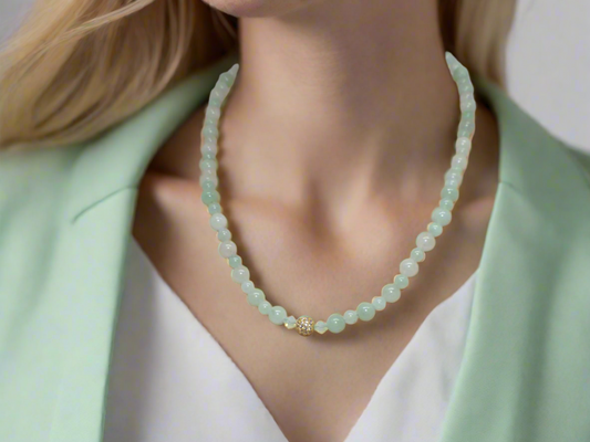 Alluring Burness Jade, Crystal and Hematite Beaded Necklace by Artistry Jewelry