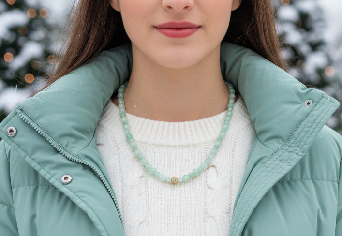 Alluring Burness Jade, Crystal and Hematite Beaded Necklace by Artistry Jewelry