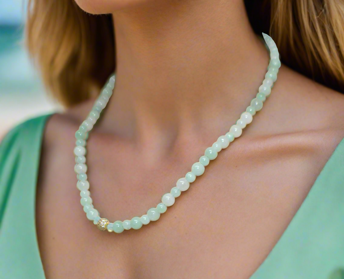 Alluring Burness Jade, Crystal and Hematite Beaded Necklace by Artistry Jewelry