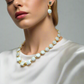 Enticing White Magnesite and Gold Beaded Necklace Set