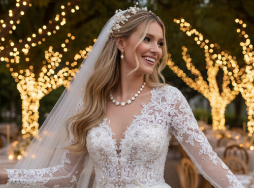 Enticing White Magnesite and Gold Beaded Necklace Set