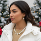 Enticing White Magnesite and Gold Beaded Necklace Set