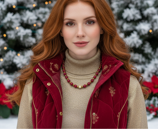Stunning Red Quartz, Crystal, and Hematite Beaded Necklace