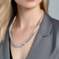 Beautiful Pearl Silver Beads with Graphic Crystals, One-of-a-Kind, Beaded Necklace - handcrafted by Artistry Jewelry