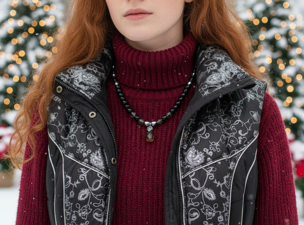 Gorgeous Black Diamond Crystals, Cubic Zirconia, and Black Pearl Beads, One-of-a-Kind Beaded Necklace - handcrafted by Artistry Jewelry